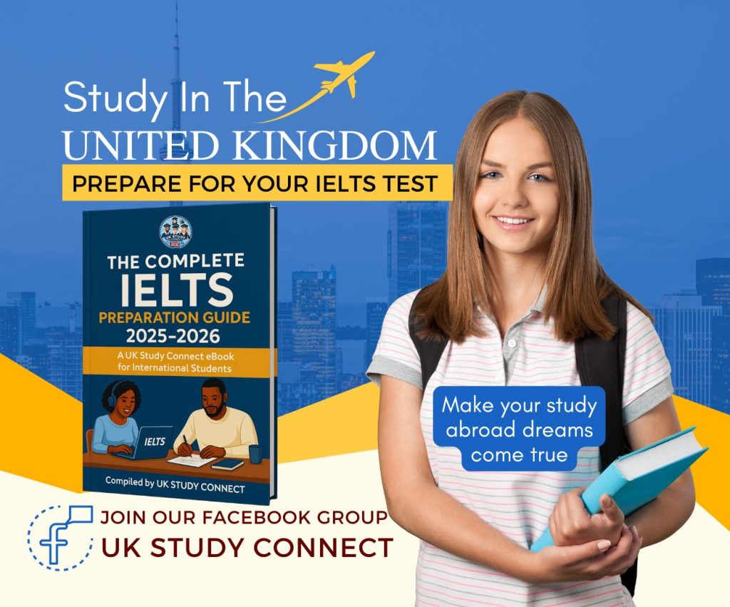 Picture of female students and eBook for IELTS English Preparation for international students.